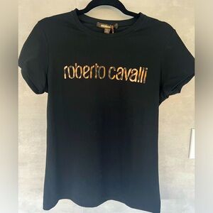 Roberto Cavalli tshirt black large womens short sleeve top